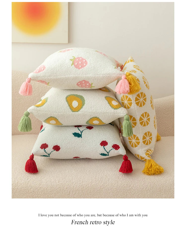 Tussle Style Plush Pillowcase Flower & Fruit Patterns