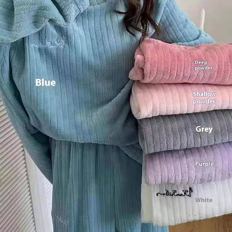 Home-wear Suit Coral Velvet Leisure Pajamas Padded