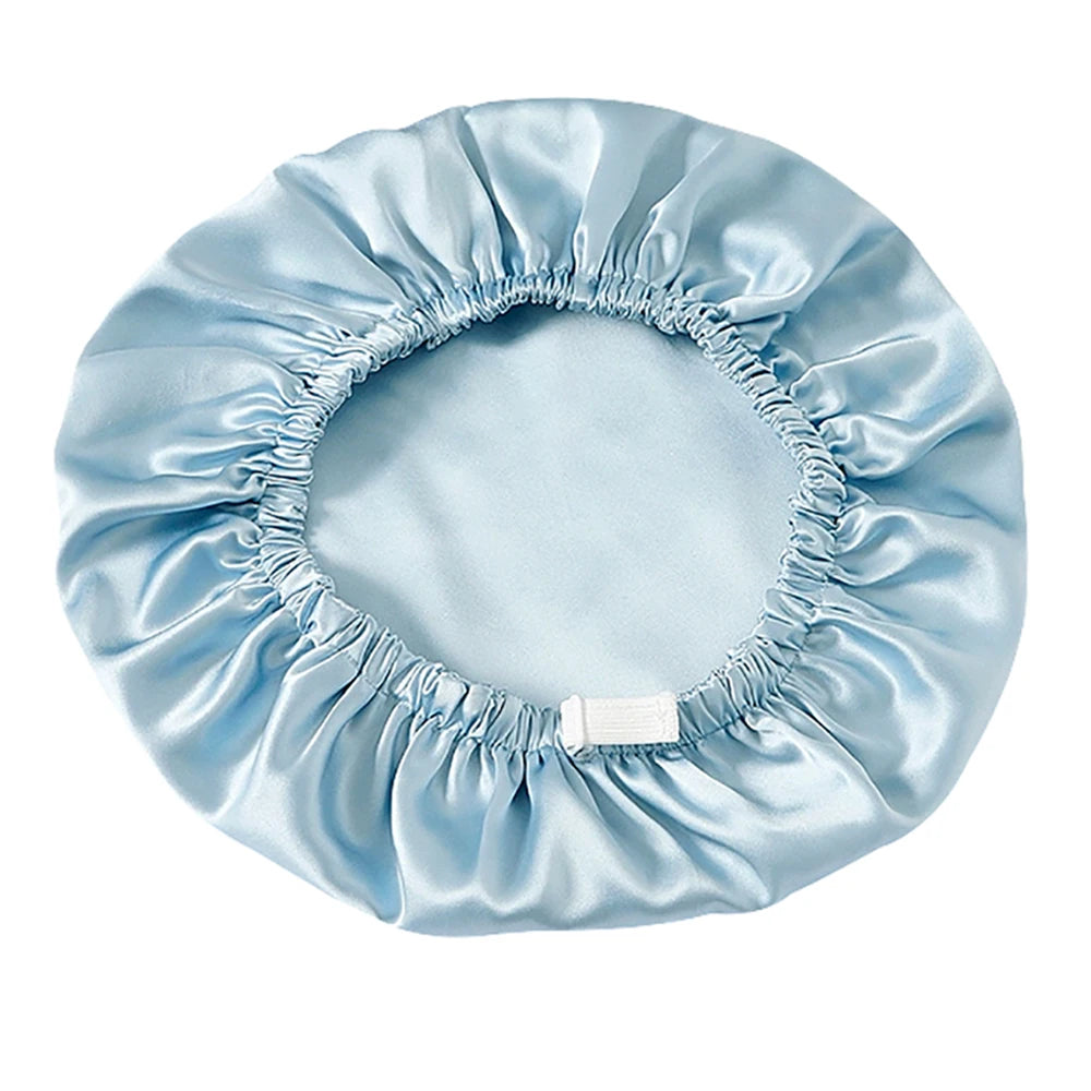Pure 100% Mulberry Silk Bonnet Sleep Cap Adjustable Silk Night Cap Double Layer Hair Wrap Elastic Headwrap