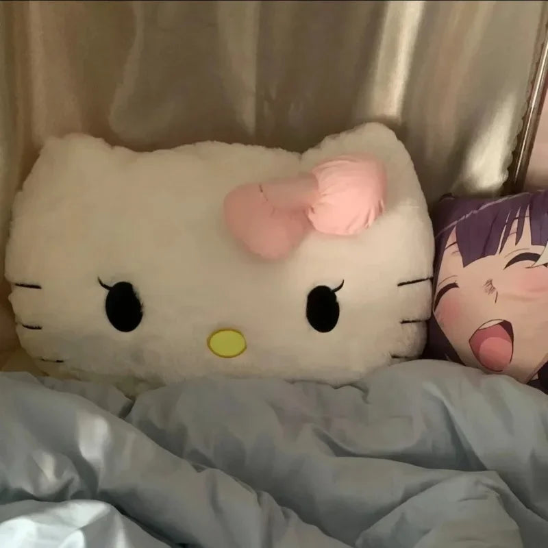 Fluffy Big Size White Pink Back Hello Kitty Stuffed Cuddly Plushies