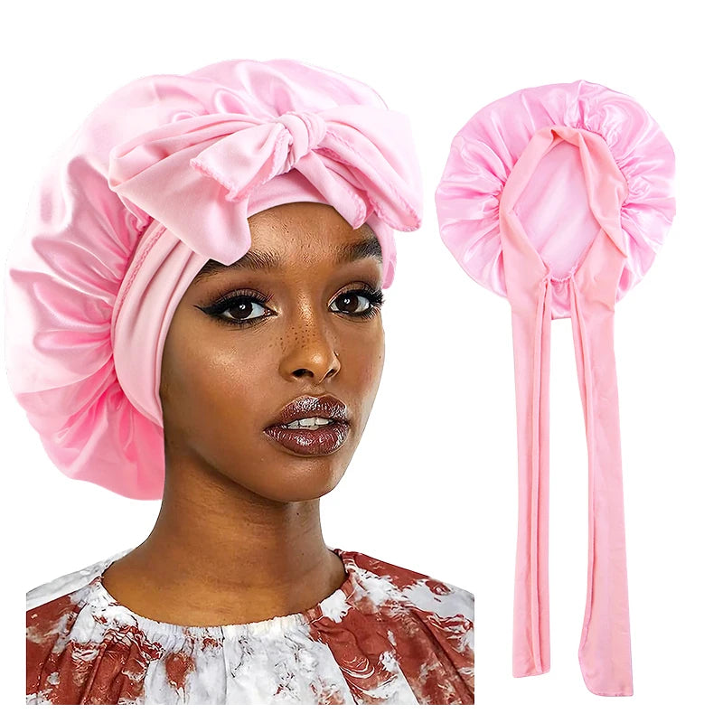 Wide Band Stretch Head Tie Silky Bonnet