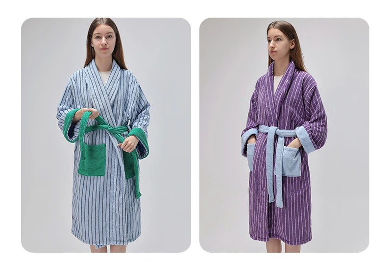 Retro Plaid 100% Cotton Super Soft Absortion Hooded V Neck Bathrobe Towel