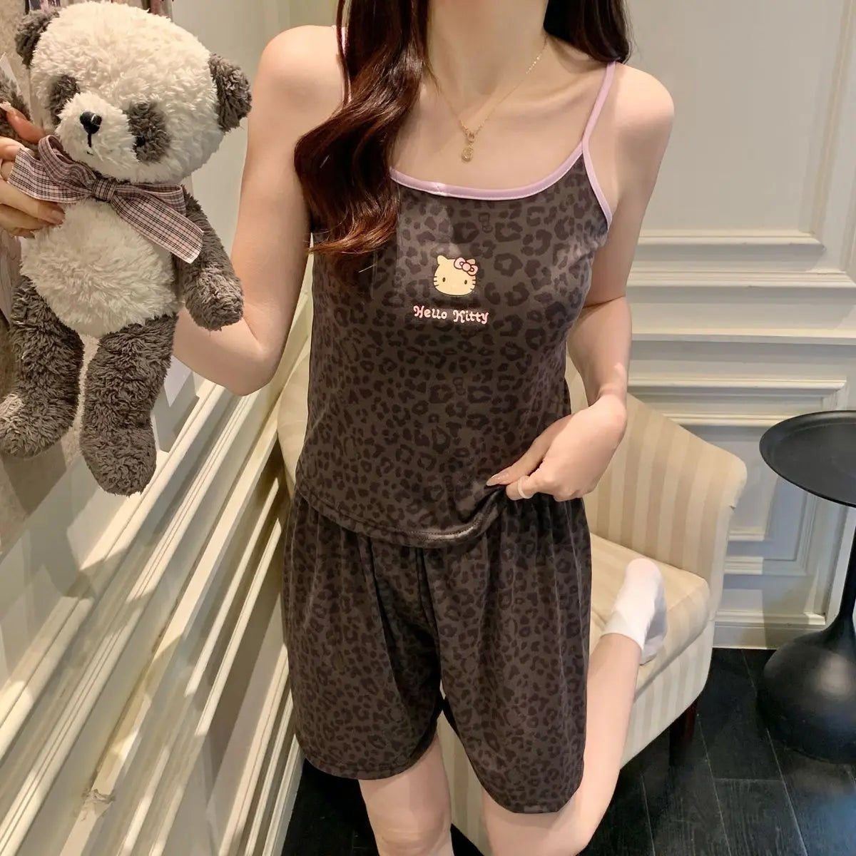 Hello Kitty Leopard Print Sleepwear Shorts Set