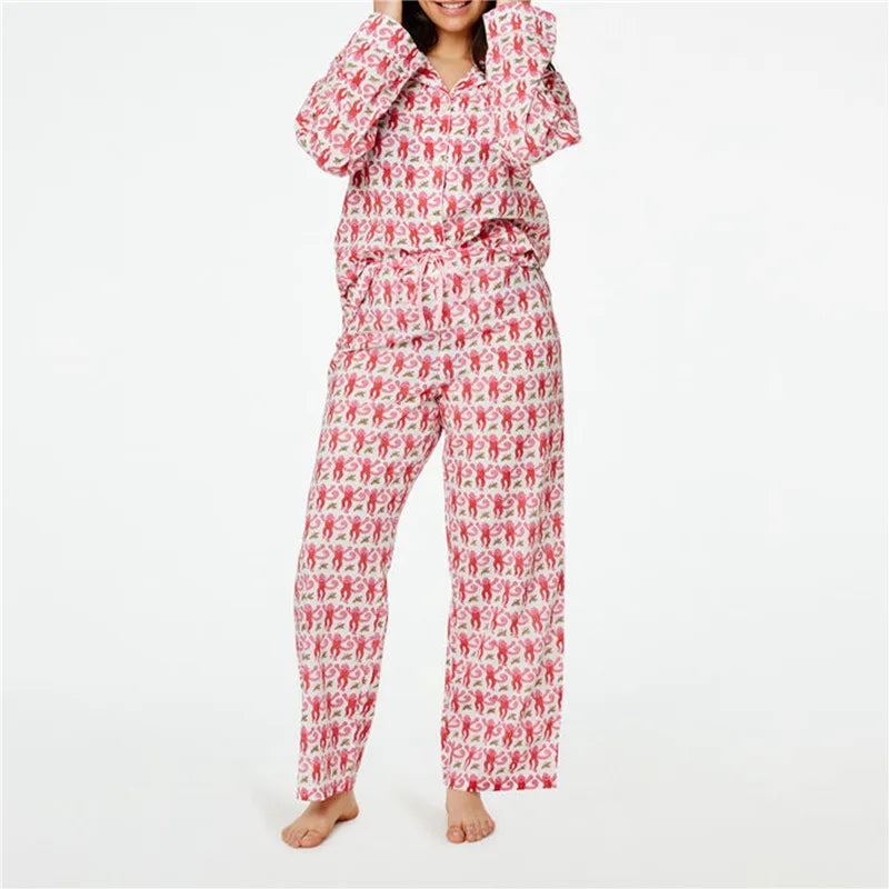 Playful Monkey Preppy Pajama Two-Piece Lounge Set