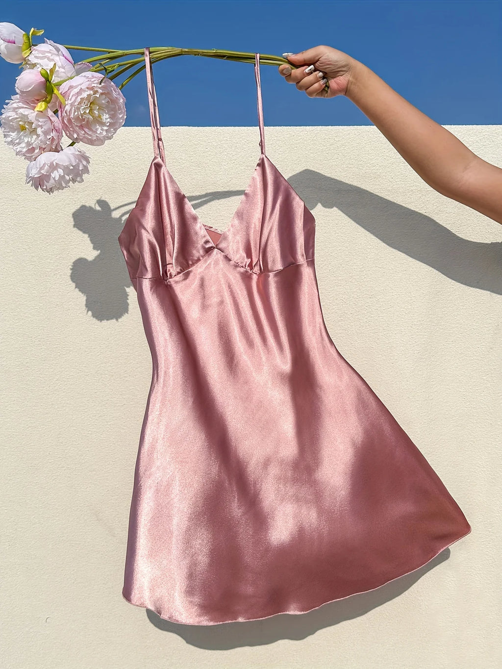 Satin Slip Dress Elegant Slim Strap Nightgown