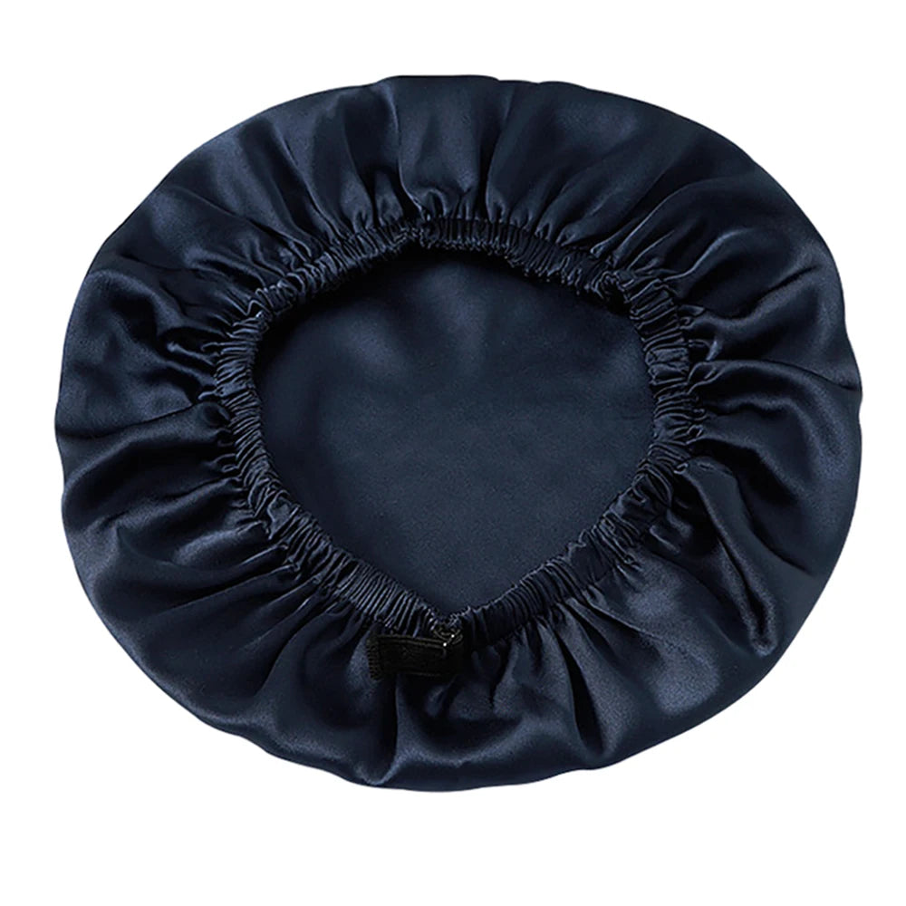 Pure 100% Mulberry Silk Bonnet Sleep Cap Adjustable Silk Night Cap Double Layer Hair Wrap Elastic Headwrap