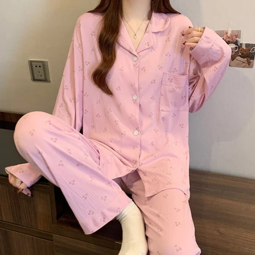 Cutie Long Sleeve Top & Elastic Waist Pants Pajamas Set
