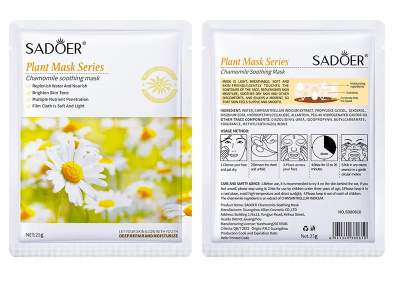 Natural Plant Face Mask Beauty Skincare Facial Masks Moisturizing Firming Hydrating Facial Mask Face Care Korean Cosmetics 8pcs