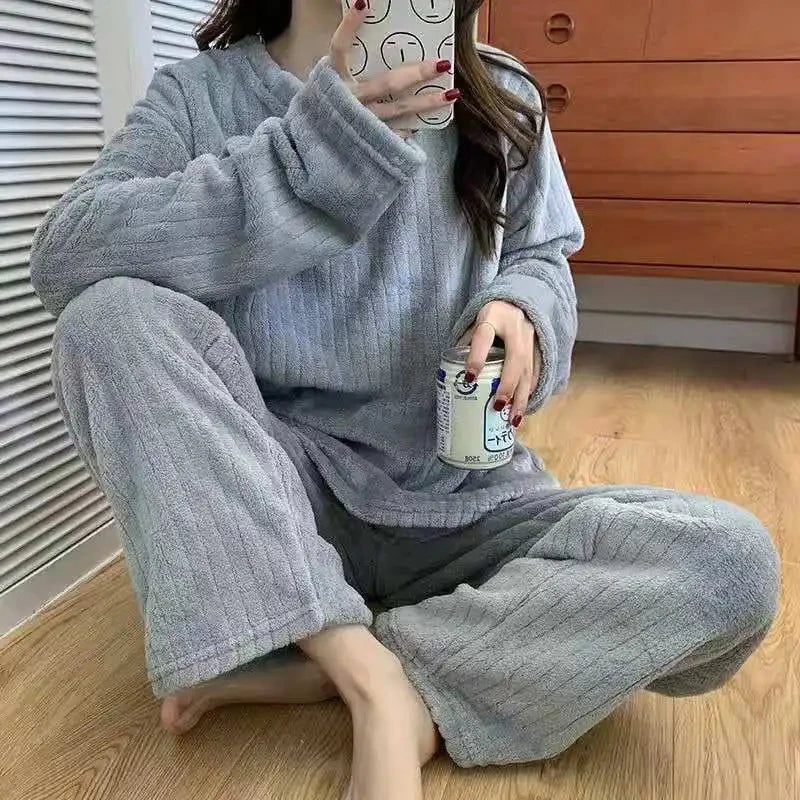 Home-wear Suit Coral Velvet Leisure Pajamas Padded