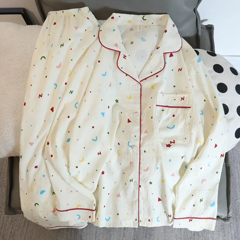 Sweet Cartoon Print Harajuku Style Cute Fashion Two-piece Set