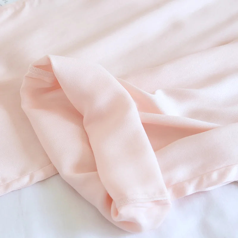 Loose Thin Solid Color Silk Satin Sleep Bottoms