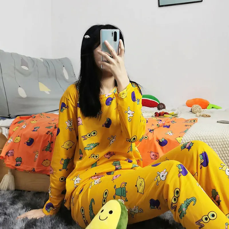 Ladies Variety of Styles Long-sleeved Long Pants Comfortable Pajamas