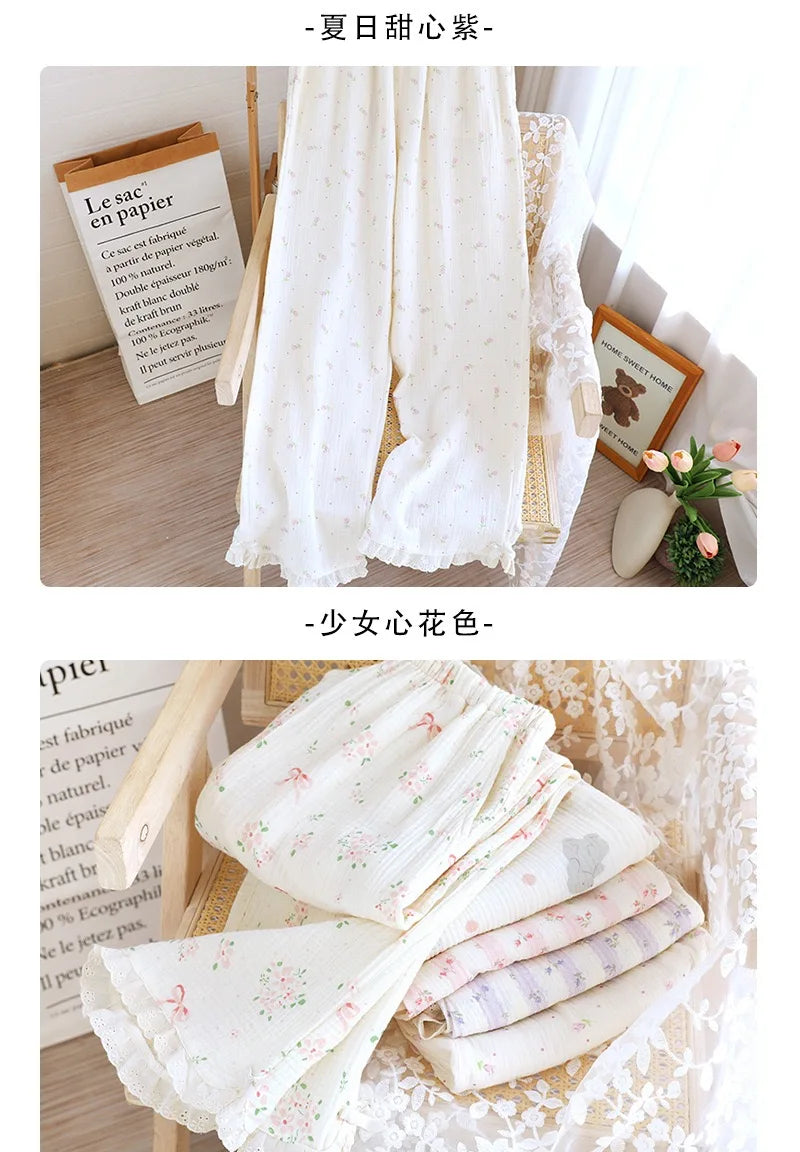 Ladies Loose 100% Cotton Elastic Waist Sleep Bottoms