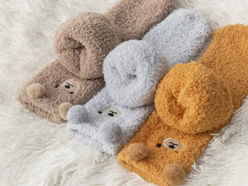Kawaii 3D Bear Cute Animal Thick Fleece Fuzzy Socks