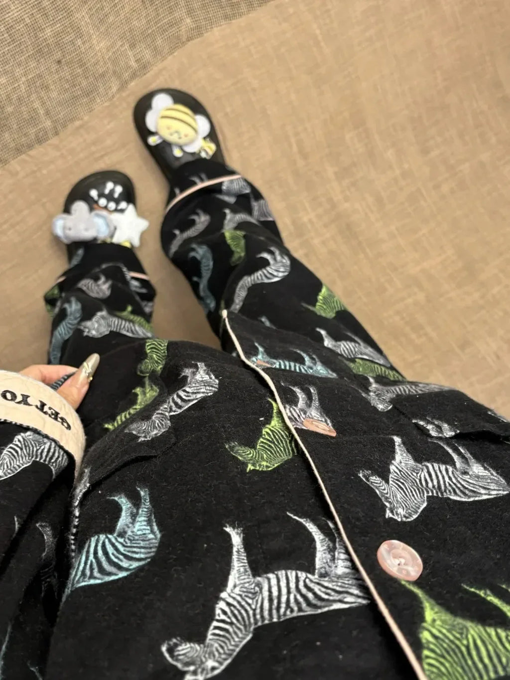 Women's Pajamas Set Cute Cartoon Print Sleepwear Top&pants Two-piece Soft Cotton Femme Nightwear