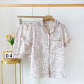 Double Layer Gauze Breathable Cotton Fashion Print Short Sleeved Soft Thin Two-piece Pajama Set