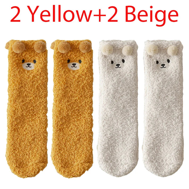 Kawaii 3D Bear Cute Animal Thick Fleece Fuzzy Socks