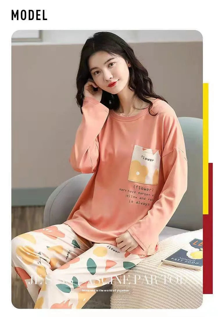 Loungewear Style Long Sleeved Pajamas