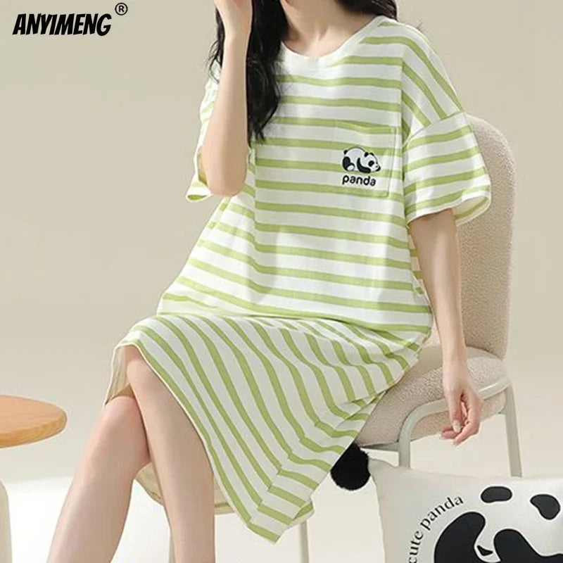 Summer Women Short Sleeves Sleep-shirt Casual Dress