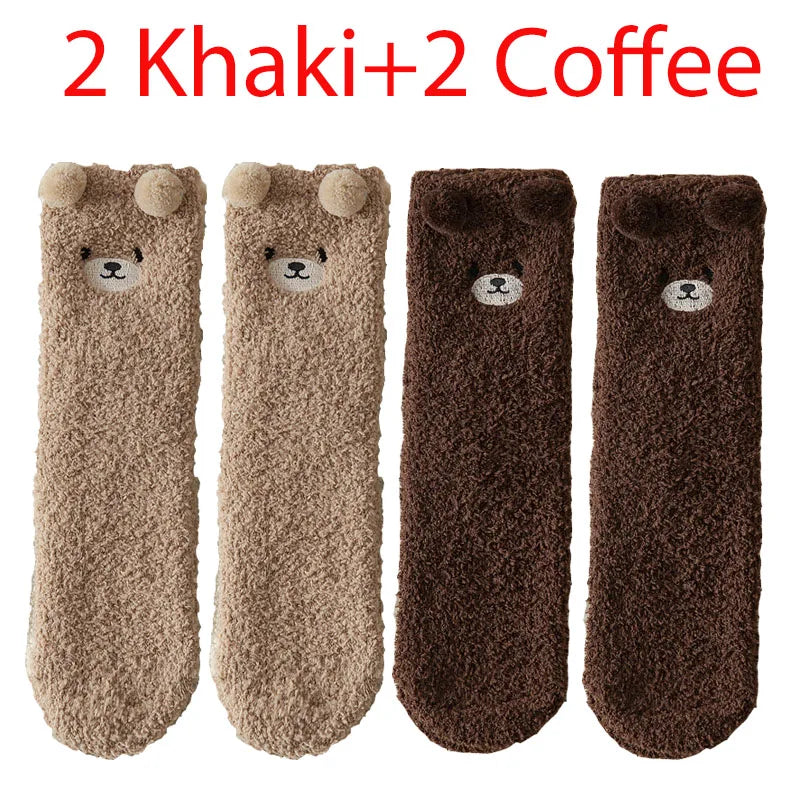 Kawaii 3D Bear Cute Animal Thick Fleece Fuzzy Socks