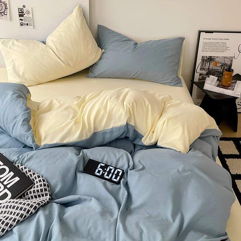 Simple Solid Color Bedding Set Soft Brushed Duvet Covers