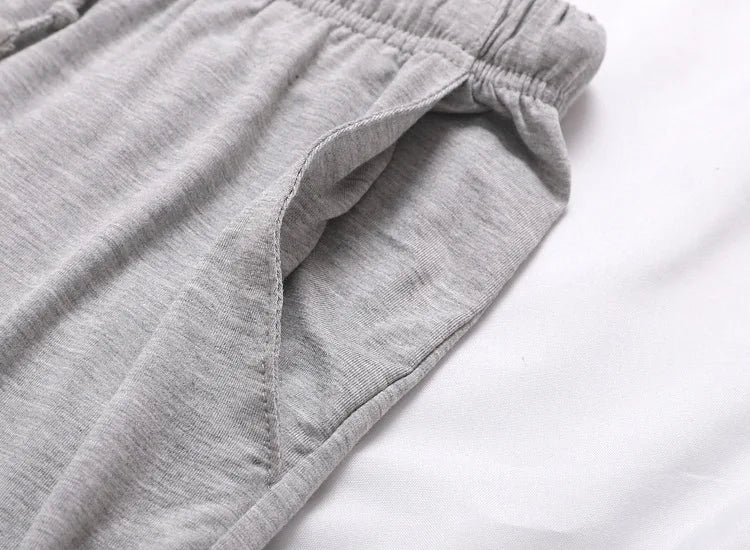 Loose Elastic Waist Solid Sleep Bottoms