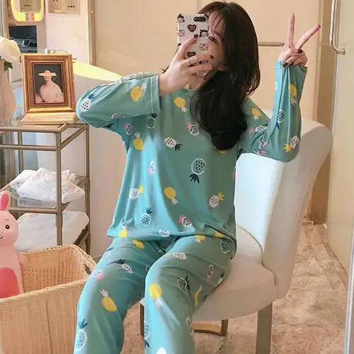 Ladies Variety of Styles Long-sleeved Long Pants Comfortable Pajamas