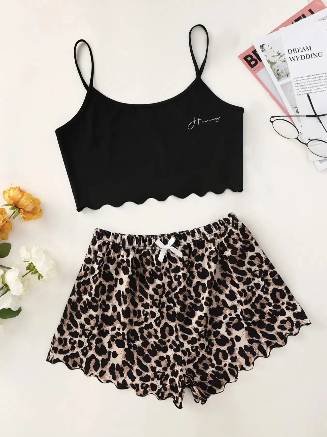 Sling V-Neck Sleeveless Top and Shorts Sets Pajamas