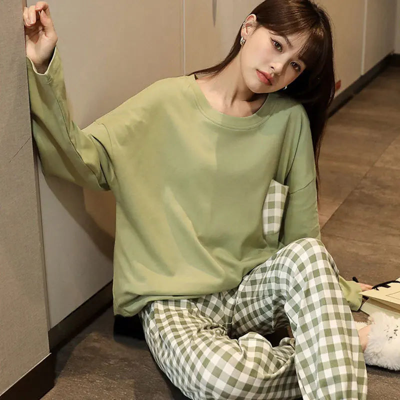 Two-Piece Long Sleeve Casual Ladies Loungewear Set
