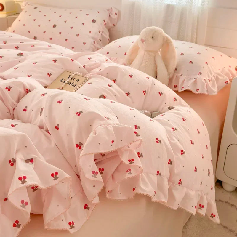 Princess Style Bedding Sets Ruffle Lace Quilt Cover Romantic Bedroom Duvet Cover