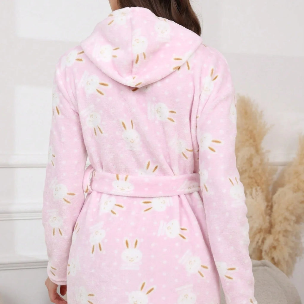 Pure Thick Hooded Bathrobe with Pockets