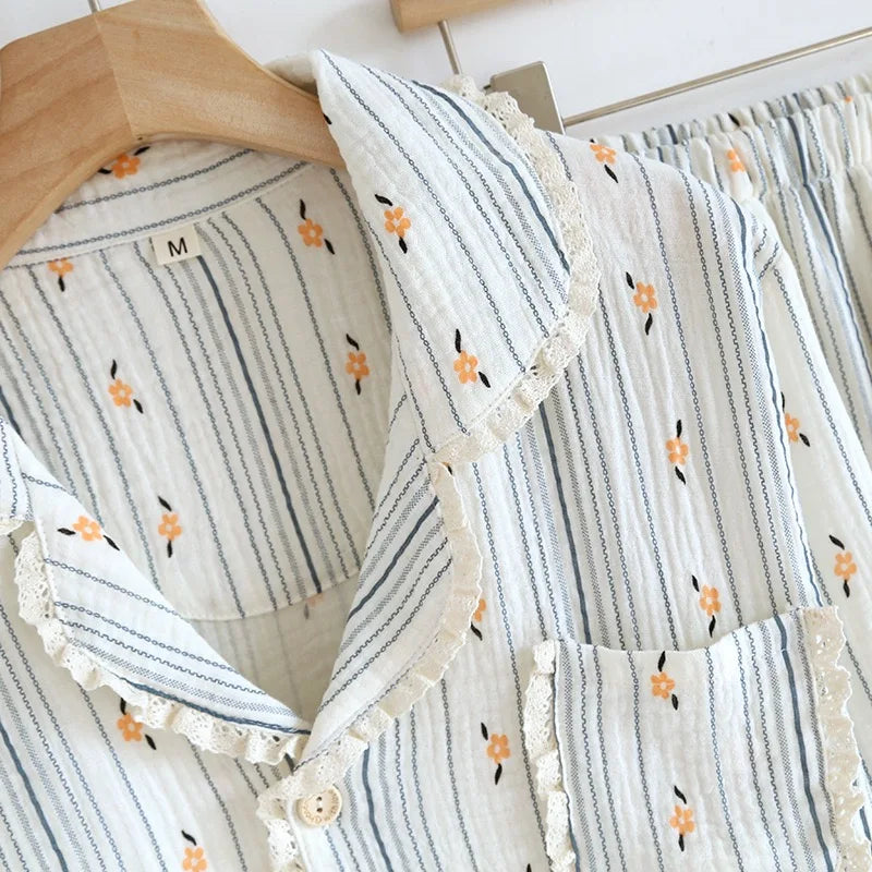 Ladies 100% Cotton Gauze Pajama Loungewear