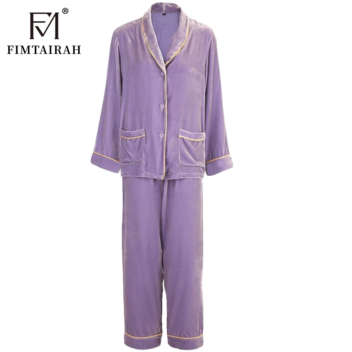 Purple Silk 100% Velvet Two-piece Set