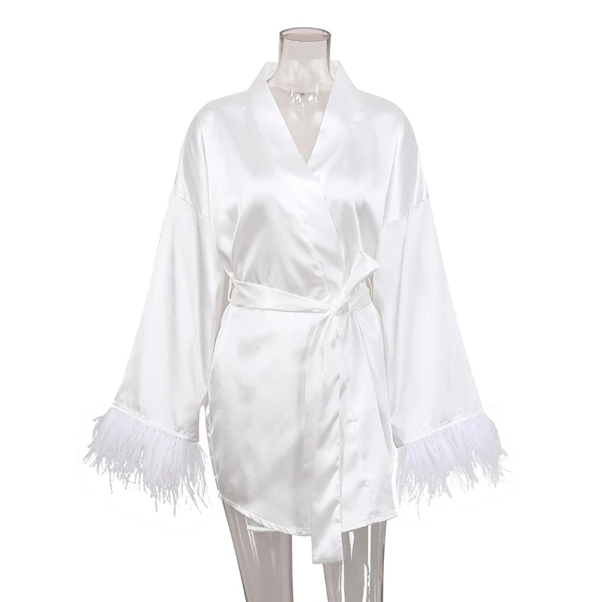 Satin Sexy Mini Long Sleeve Loose Dress