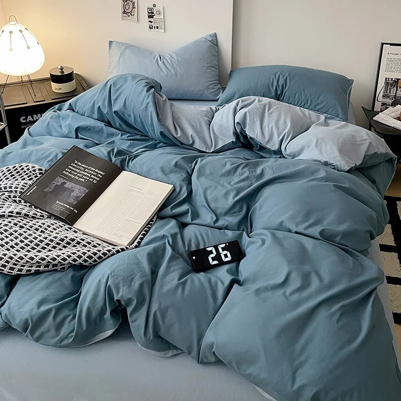 Simple Solid Color Bedding Set Soft Brushed Duvet Covers