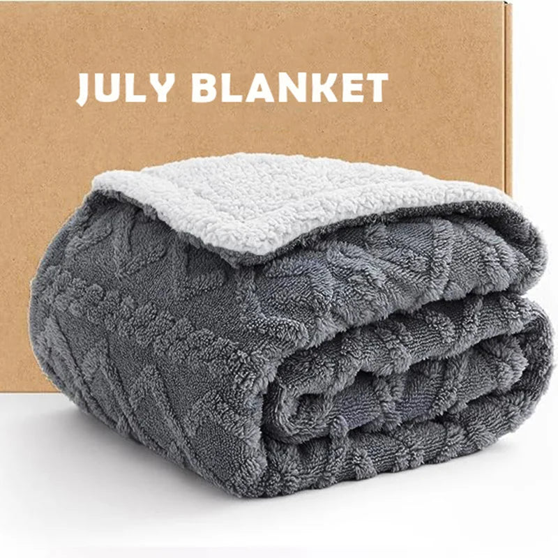 Soft Sherpa Fleece Throw Cable Jacquard Tufted Throw For All Season