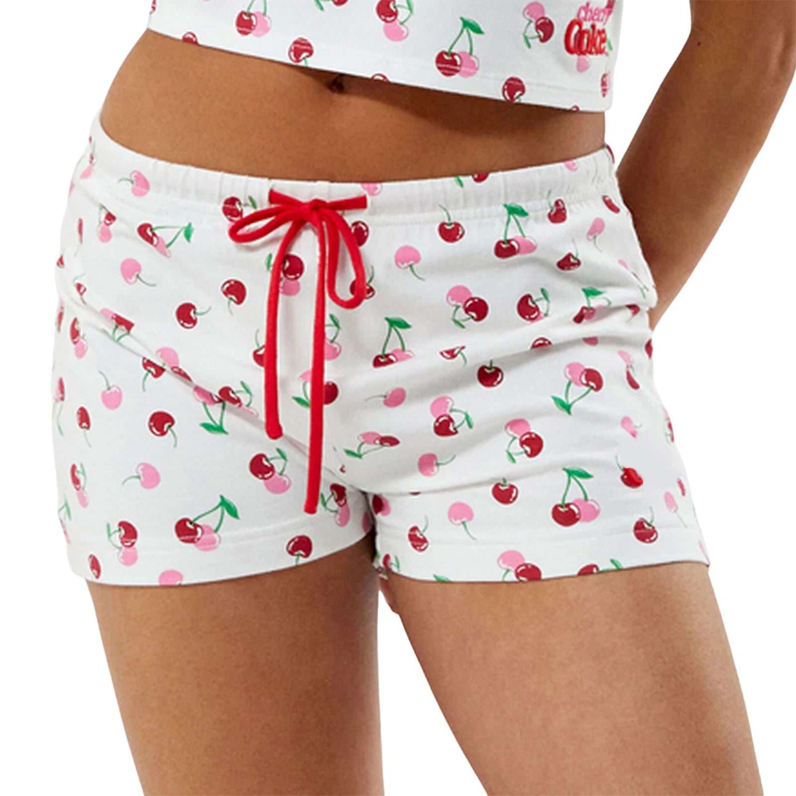 Lightweight Cotton Pajama Shorts with Elastic Waistband Cute Design