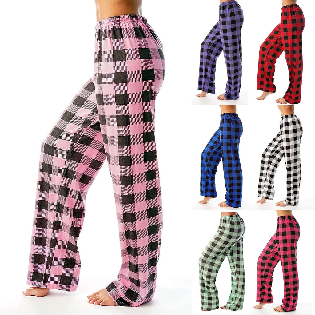 Plaid Cotton Loose Ladies Pajama Pants
