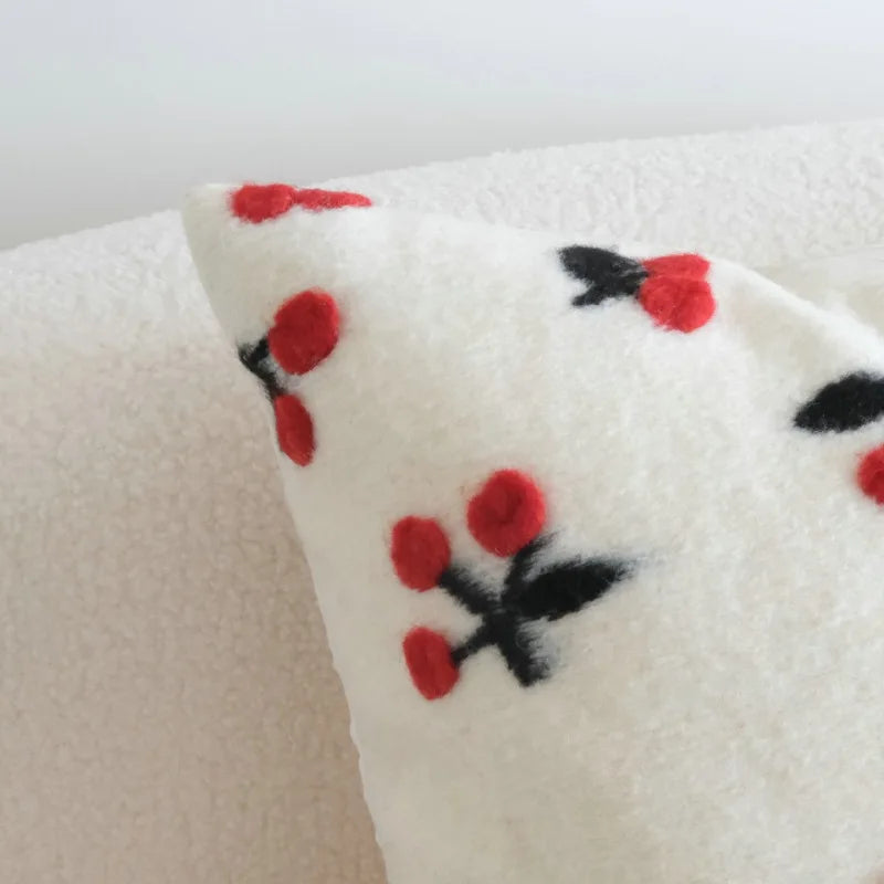 Cherry Lamb Wool Cushion Cover