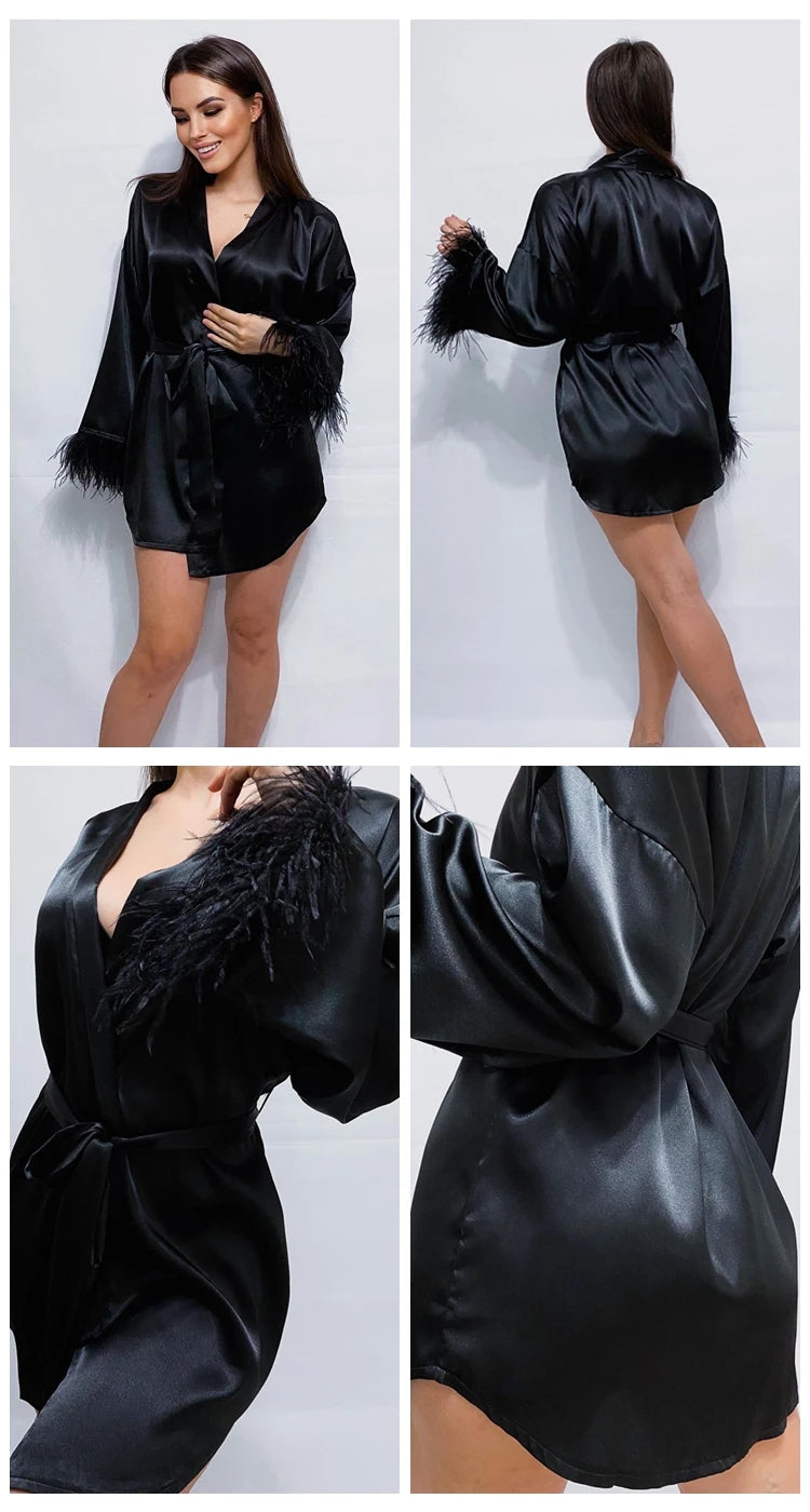 Satin Sexy Mini Long Sleeve Loose Dress
