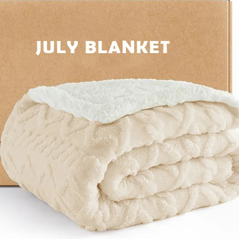 Soft Sherpa Fleece Throw Cable Jacquard Tufted Throw For All Season