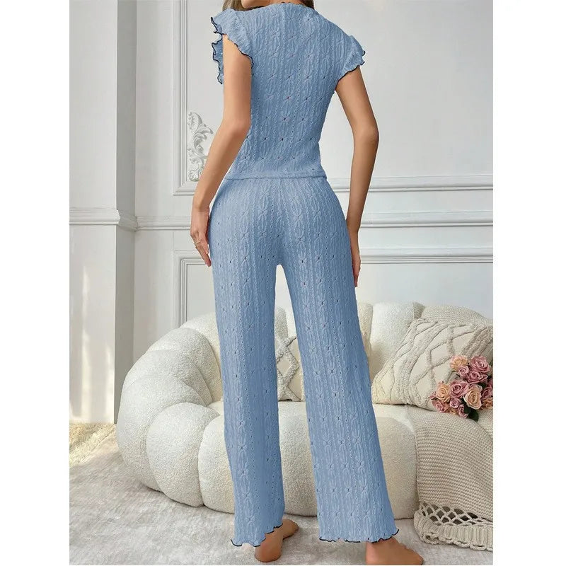 Cute High-end Lace Texture Pajama Set