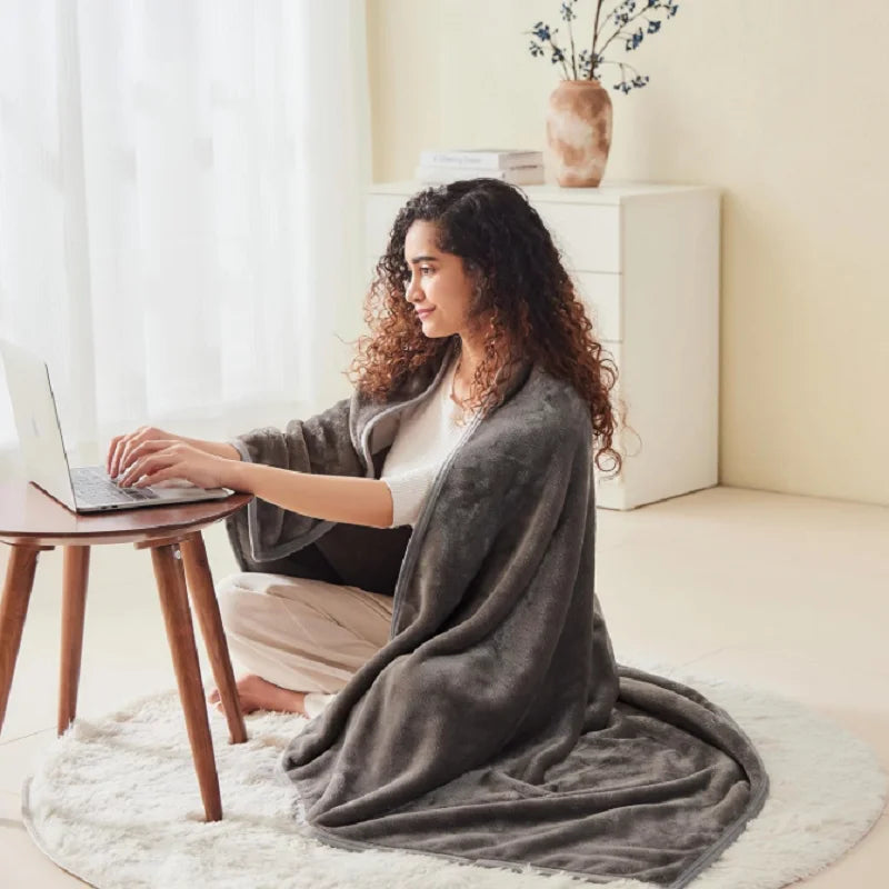 Shawl Blanket Pillow 2-in-1 with Sleeves  Wearable Adult Snuggie Coat Poncho