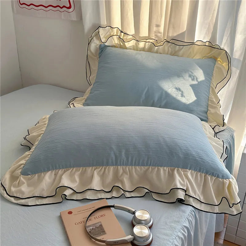 Princess Style Ruffles Bedding Set Skin-friendly Soft Duvet Cover Set Bed Sheet Or Bed Skirt Pillowcases 3/4Pcs
