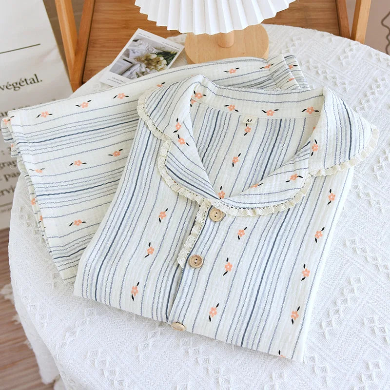 Ladies 100% Cotton Gauze Pajama Loungewear