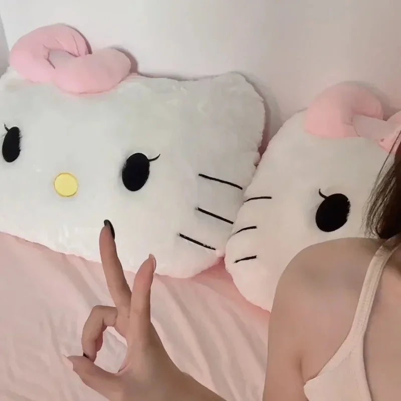 Fluffy Big Size White Pink Back Hello Kitty Stuffed Cuddly Plushies