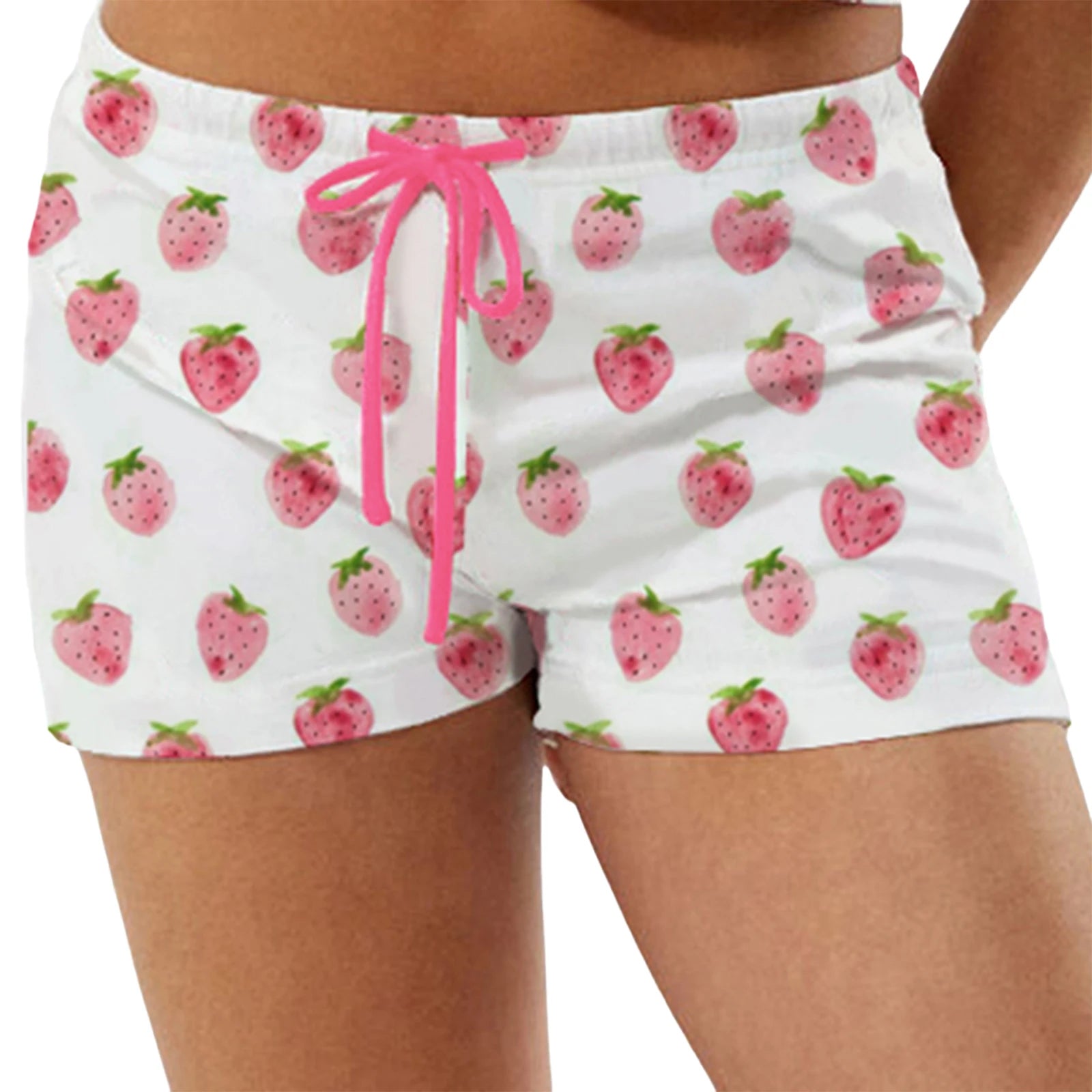 Lightweight Cotton Pajama Shorts with Elastic Waistband Cute Design