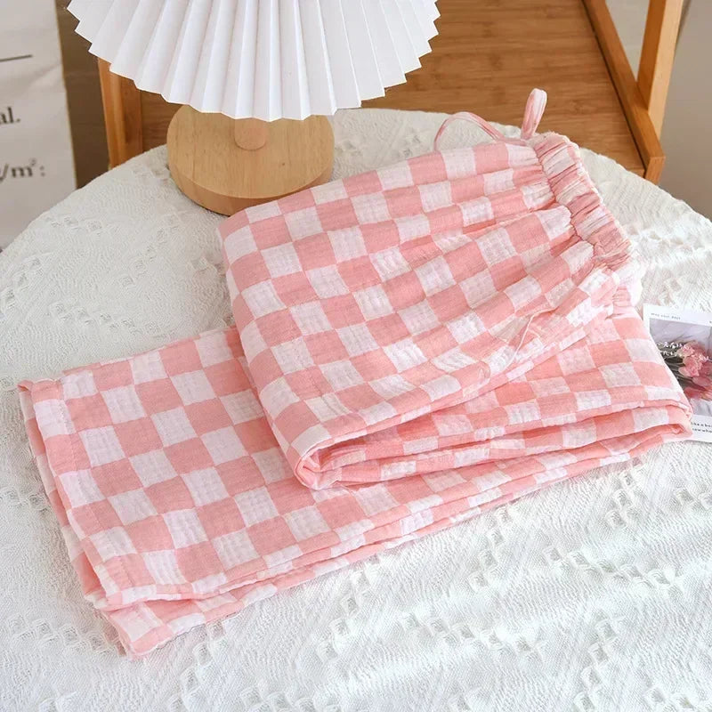 Pajamas Pants 100% Cotton Loose Casual Straight Trousers Sleep Pants