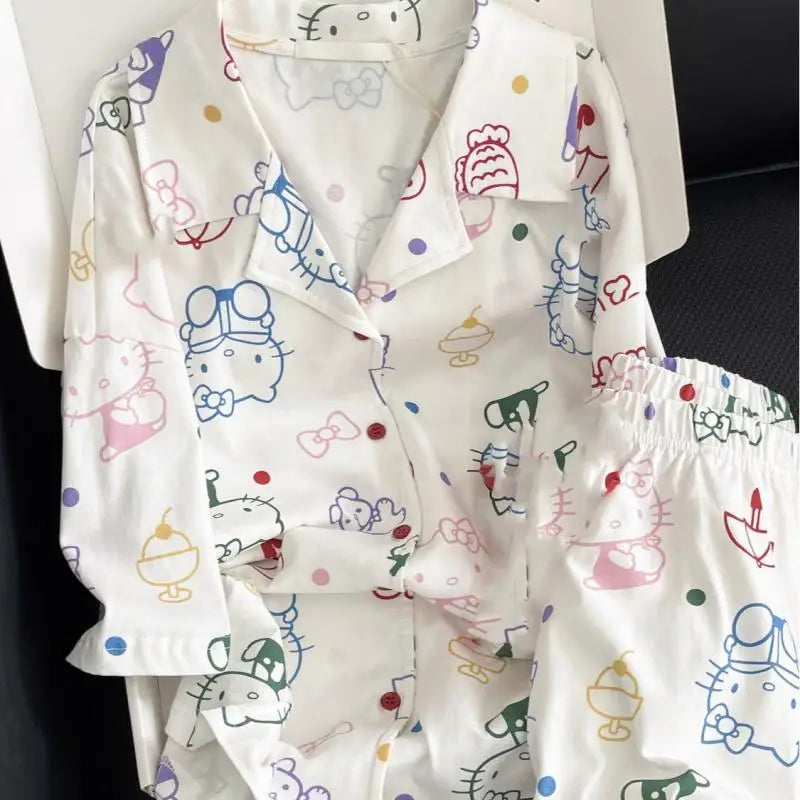 Kitty Sweet Short-Sleeved Shorts Sleeping Two-Piece Set