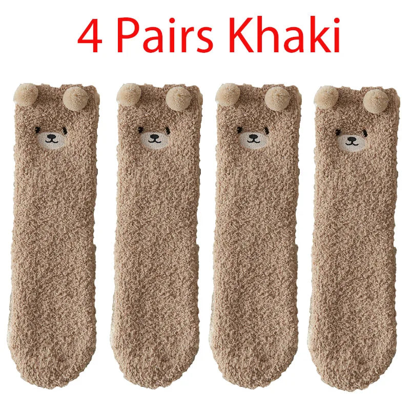 Kawaii 3D Bear Cute Animal Thick Fleece Fuzzy Socks